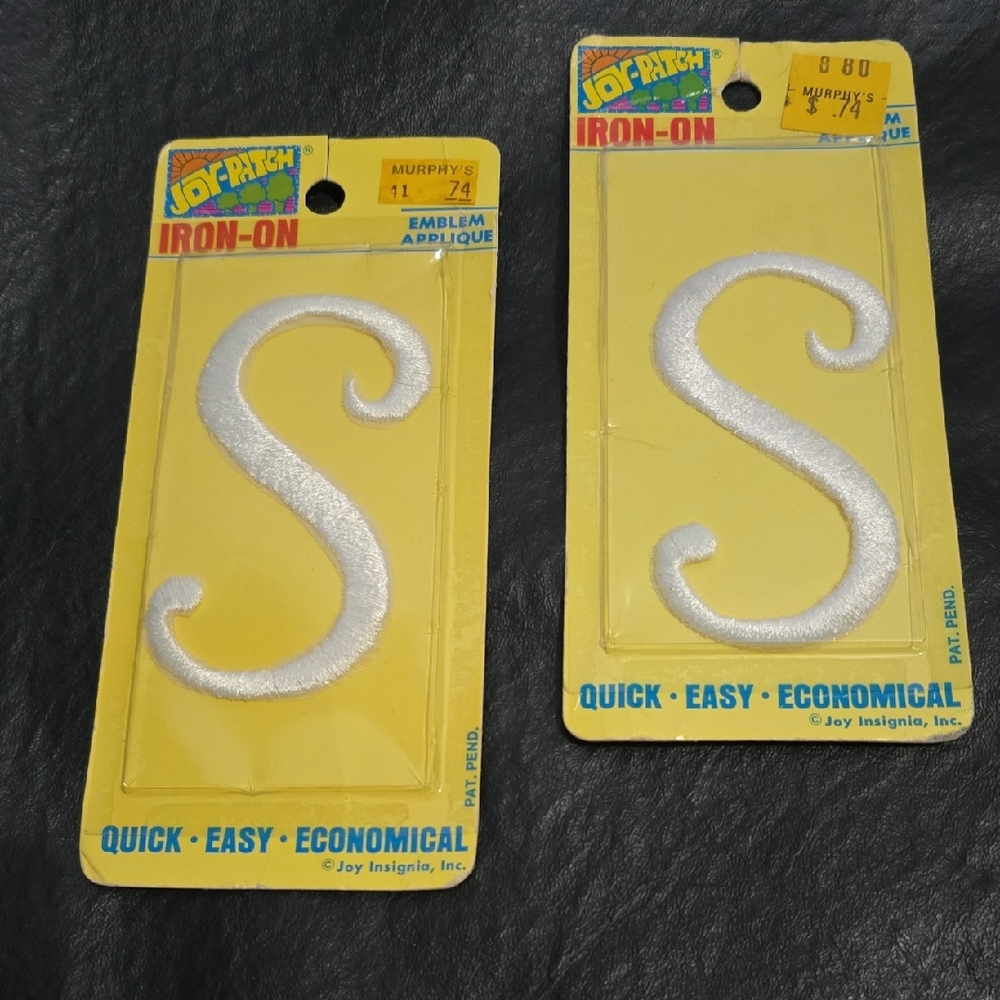 Vintage White Iron-On Letter S Applique